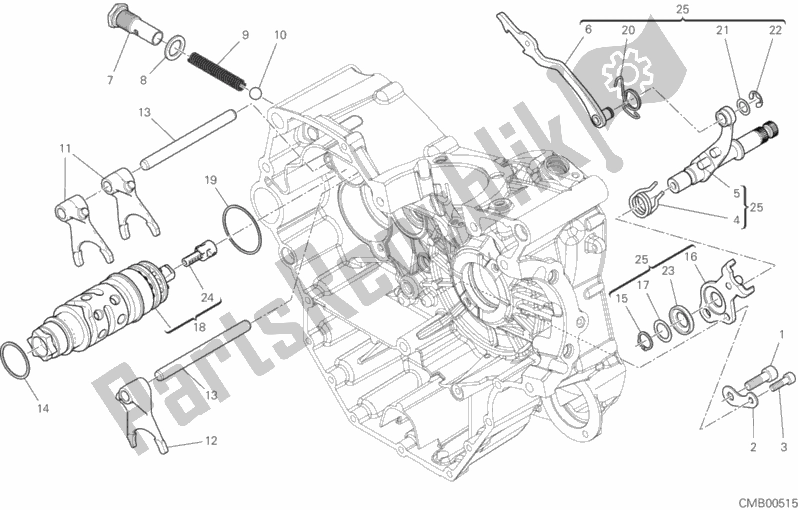 Alle onderdelen voor de Schakelnok - Vork van de Ducati Scrambler 1100 Sport Thailand 2019